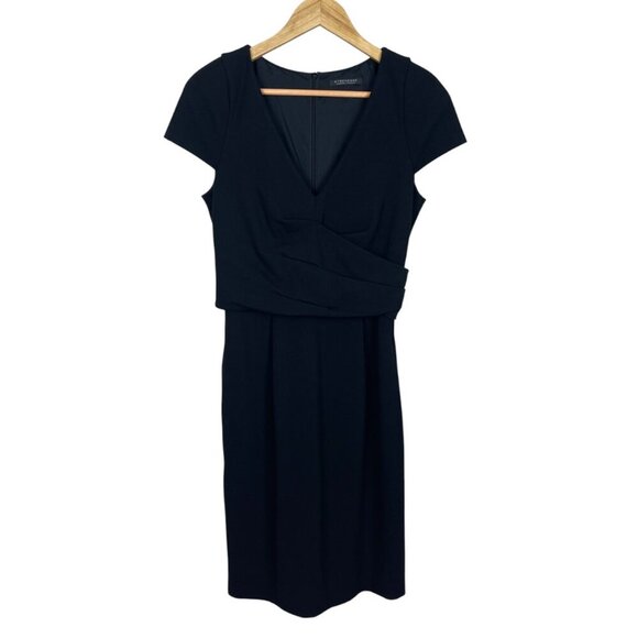 STRENESSE GABRIELLE STREHLE BLACK PLEATED V-NECK DRESS - Picture 3 of 9